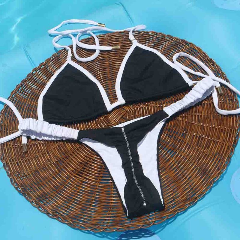 Conjunto Bikini White and Black con Blanco |  Lua Top + Tanga Mia