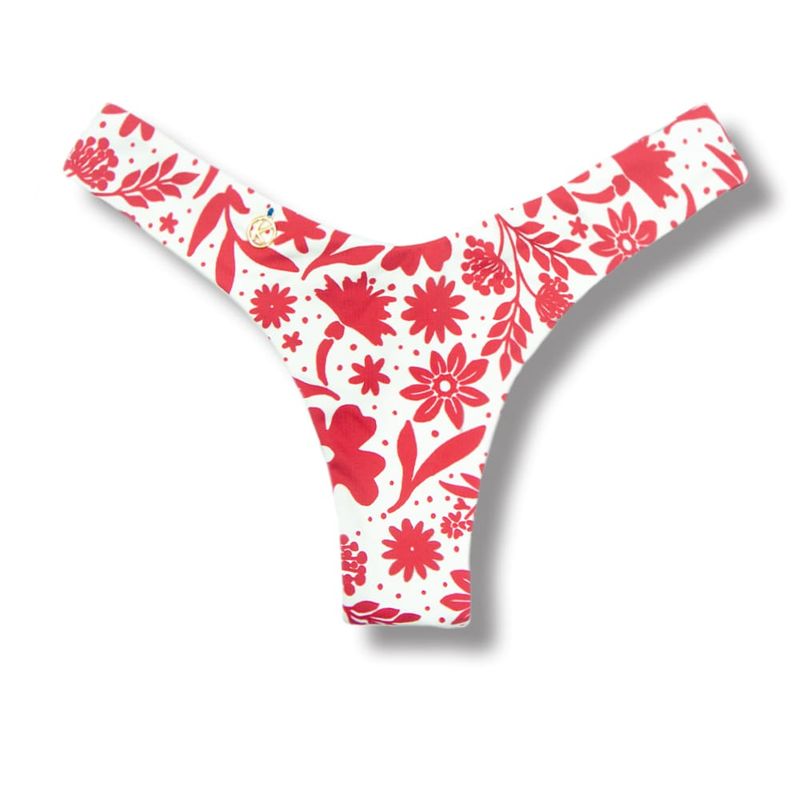 V-Cut Bikini Bottom | Brazilian Style | Scarlet Print | Eva Bottom KiniBi
