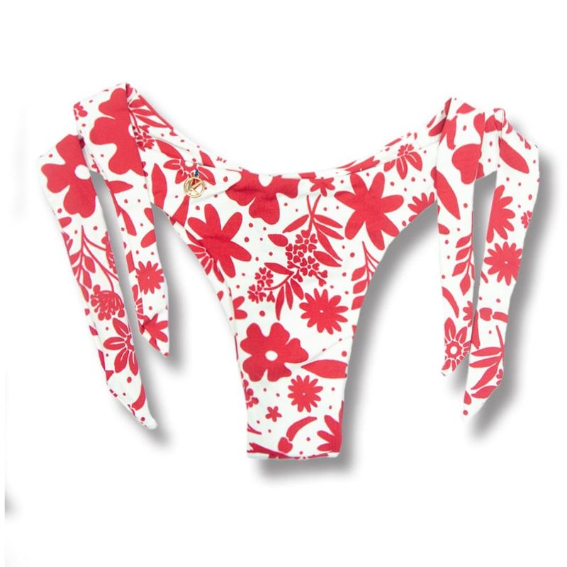 Wide Side Bikini Bottom | Double Layered Thong | Brazilian Style | Scarlet Print | Mora Bottom KiniBi