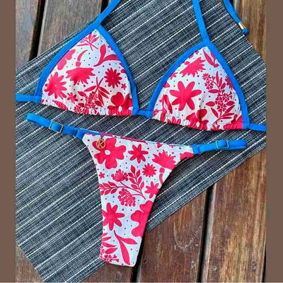 Bikini Set | Triangle Top, Adjustable Thong | Brazilian Bikini | Scarlet Print | Mara &amp; Mia KiniBi