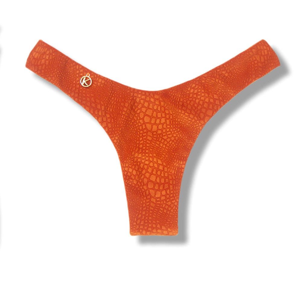 V-Cut Bikini Bottom | Brazilian Style | Croco Sunset Print | Eva Bottom KiniBi