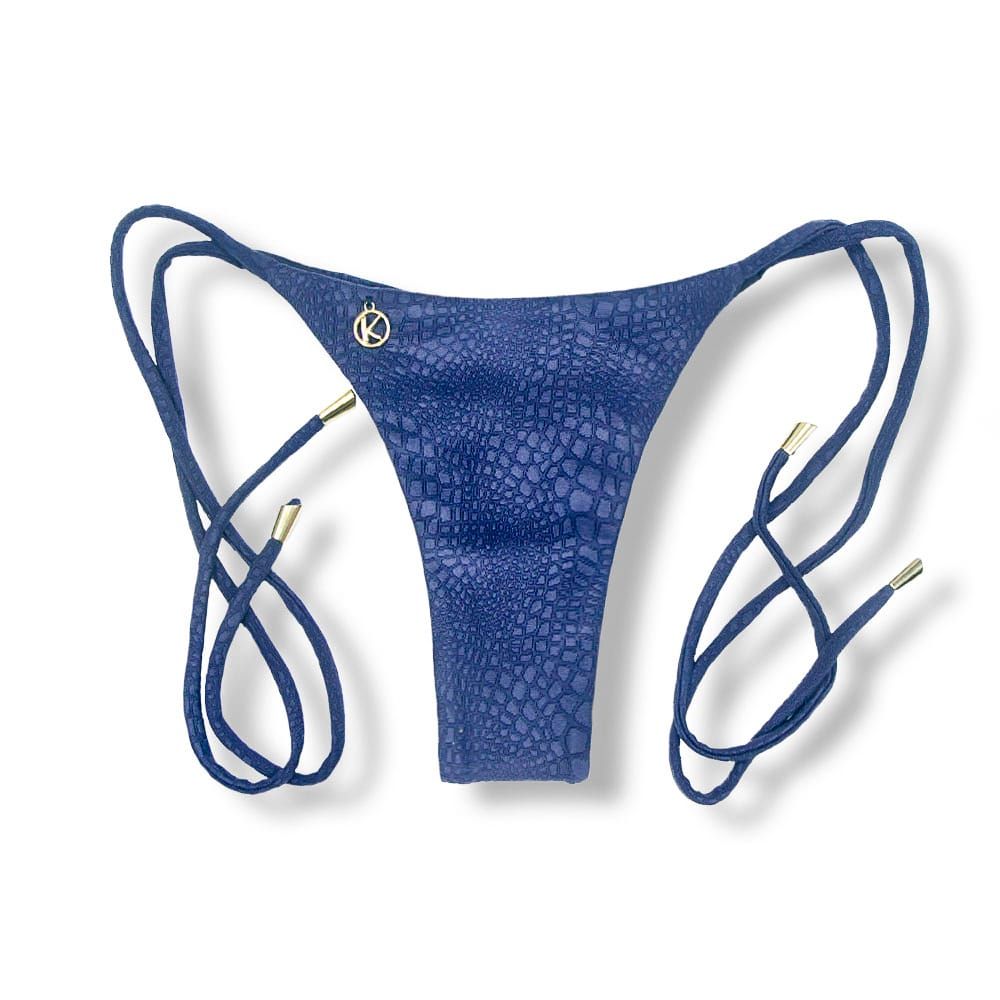 Thin Side Tie Bikini Bottom | Brazilian Bikini | Croco Marine Print | Cora Bottom KiniBi