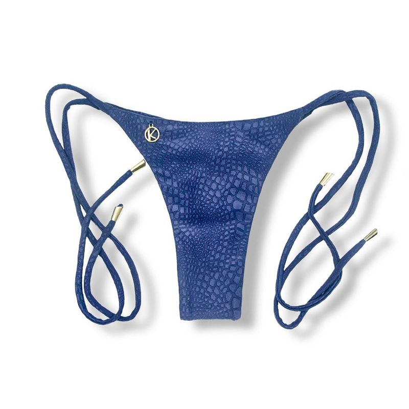 Thin Side Tie Bikini Bottom | Brazilian Bikini | Croco Marine Print | Cora Bottom KiniBi