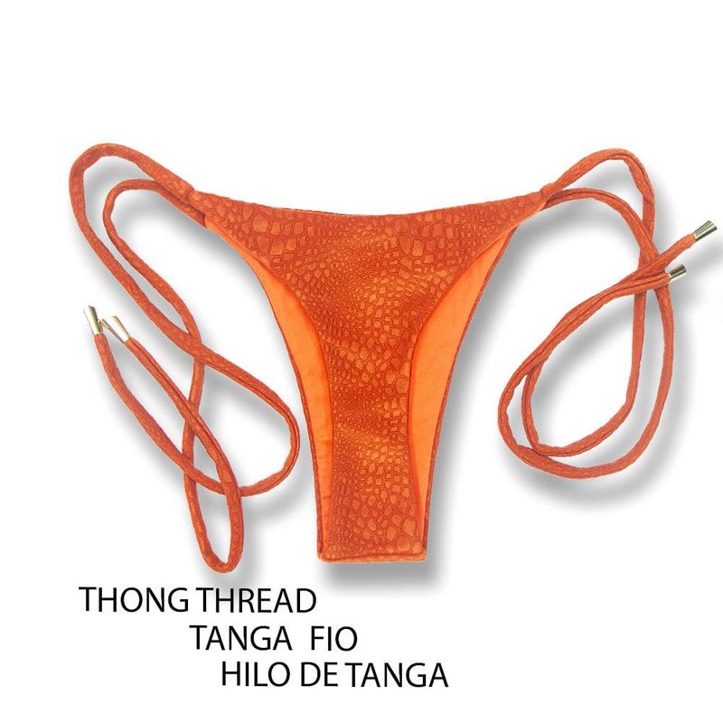 Thin Side Tie Bikini Bottom | Sunset Croco Print | Cora Tanga | KiniBi