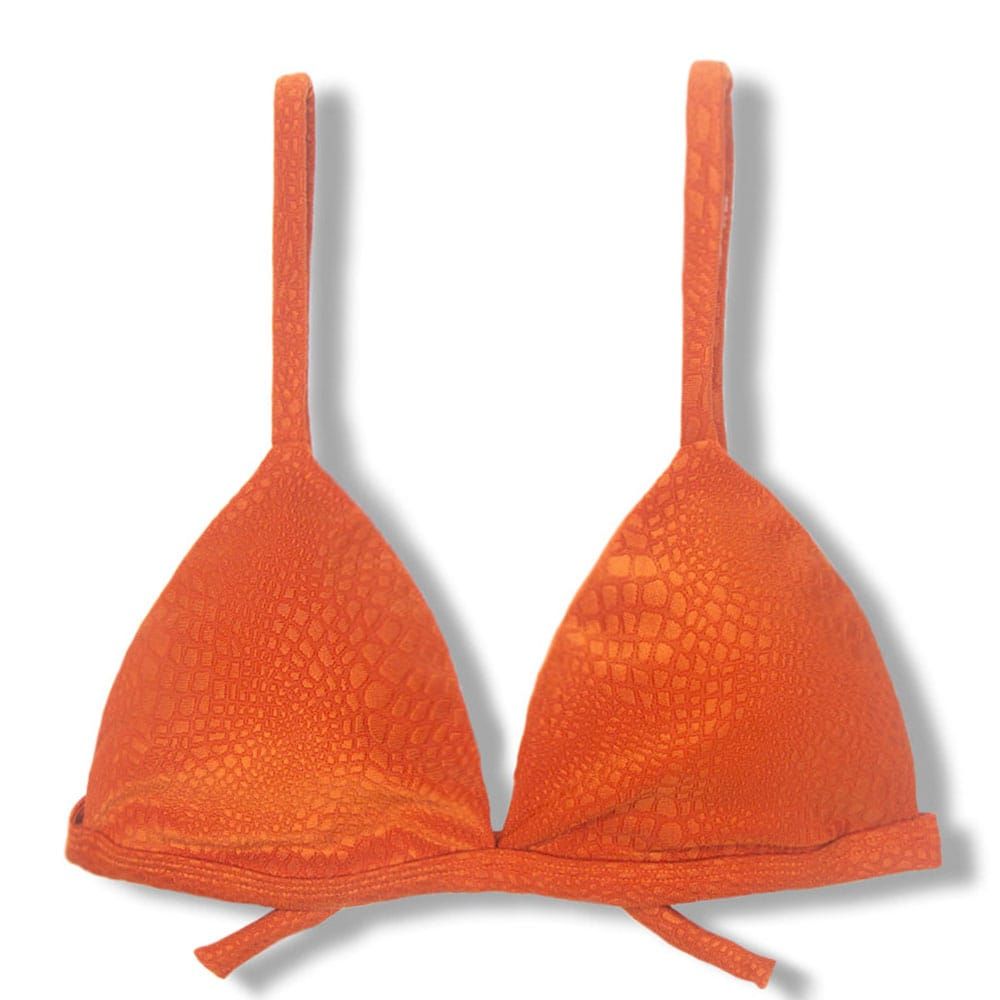 Fixed Triangle Bikini Top | Adjustable Straps | Brazilian Bikini | Croco Sunset  Print | Jade Top KiniBi