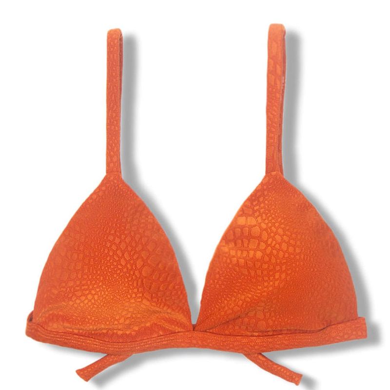 Fixed Triangle Bikini Top | Adjustable Straps | Brazilian Bikini | Croco Sunset  Print | Jade Top KiniBi