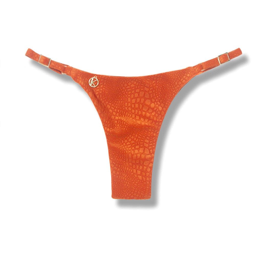 Adjustable Thin Strap Bikini Bottom | Brazilian Bikini| Croco Sunset Print | Mia Bottom KiniBi