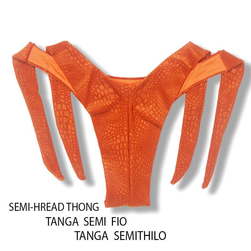 Wide Side Bikini Bottom | Sunset Croco Print | Double String | Mora Tanga | KiniBi