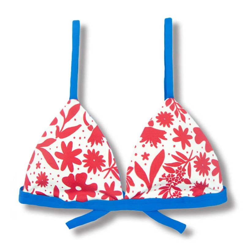 Fixed Triangle Bikini Top | Adjustable Straps | Brazilian Bikini | Scarlet Print | Jade Top KiniBi