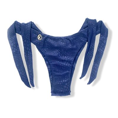 Tanga de Lado Ancho | Doble Capa | Bikini Brasileño | Tela Croco Marine | Tanga Mora KiniBi