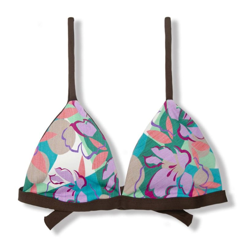 Fixed Triangle Bikini Top | Adjustable Straps | Brazilian Bikini | Lilac Print | Jade Top KiniBi