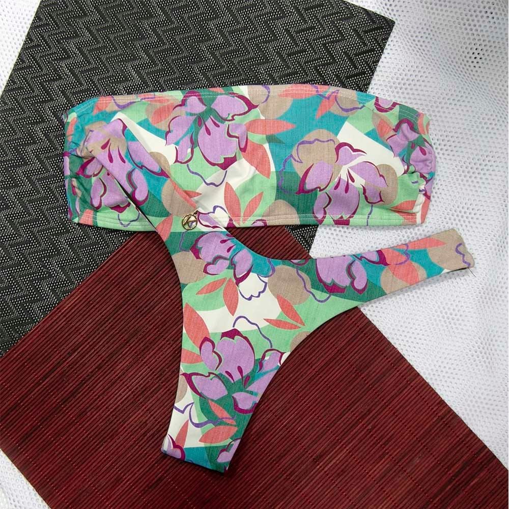 Lilac Bikini Set | Top Bandeau + Eva Thong