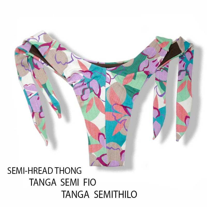 Wide Side Bikini Bottom | Lilac Print | Double String | Mora Tanga | KiniBi