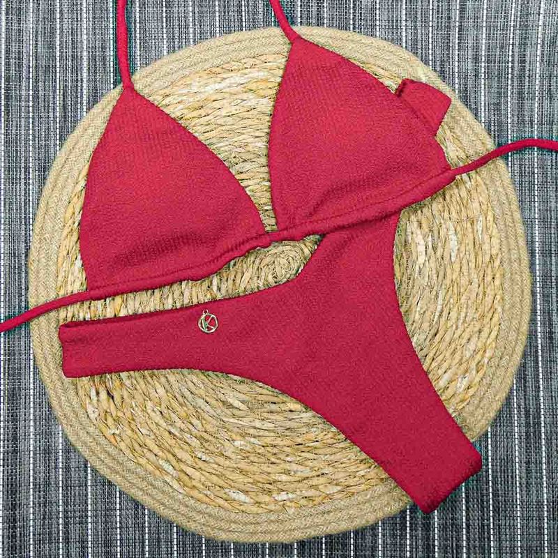 Bikini Set | Reversible Triangle Top and V-Cut Bottom | Brazilian Bikini | Zinia Print | Lua &amp; Eva KiniBi