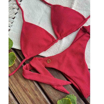 Bikini Set | Reversible Triangle Top, Wide Side Tie Bottom | Brazilian Bikini | Zinia Print | Lua &amp; Mora KiniBi