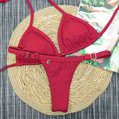 Bikini Set | Triangle Top and Tiny Thong Bottom | Brazilian Bikini | Zinia Print | Mara &amp; Fany KiniBi