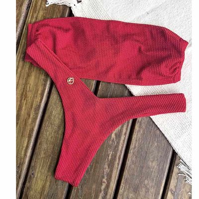 Bikini Set | Strapless Bandeau Top, V-Style Thong | Brazilian Bikini | Zinia Print | Faixa &amp; Eva KiniBi