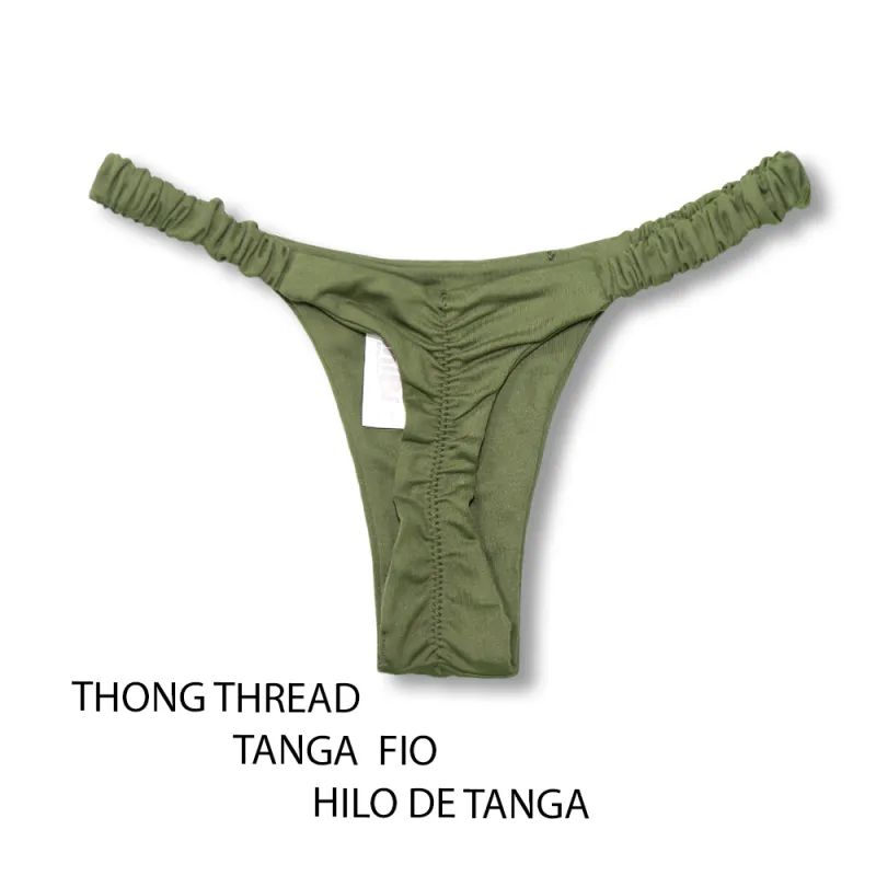 Ruffle Ruched Bikini Bottom | Olive Print | Flora KiniBi