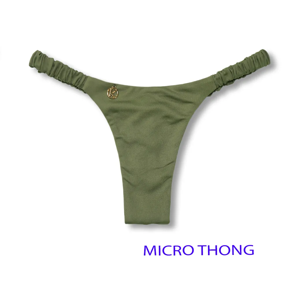 Flora Olive Bottom | Micro Bottom | Ruched Bottom