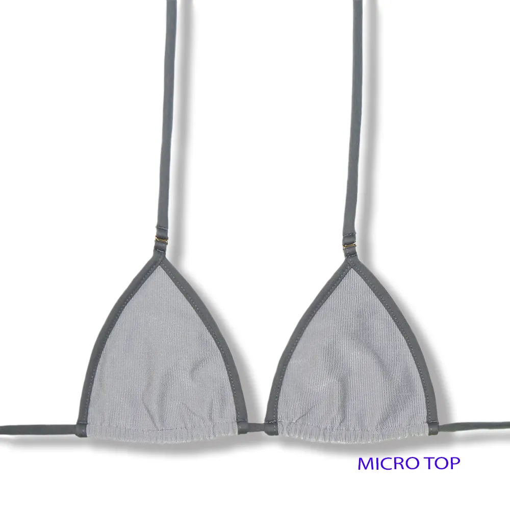 Mila Croma Top | Micro Triangle Top with Charcoal Trim