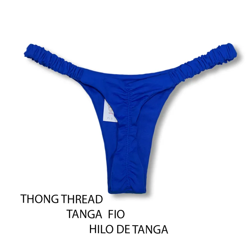 Ruffle Ruched Bikini Bottom | Cobalt Blue Print | Flora KiniBi