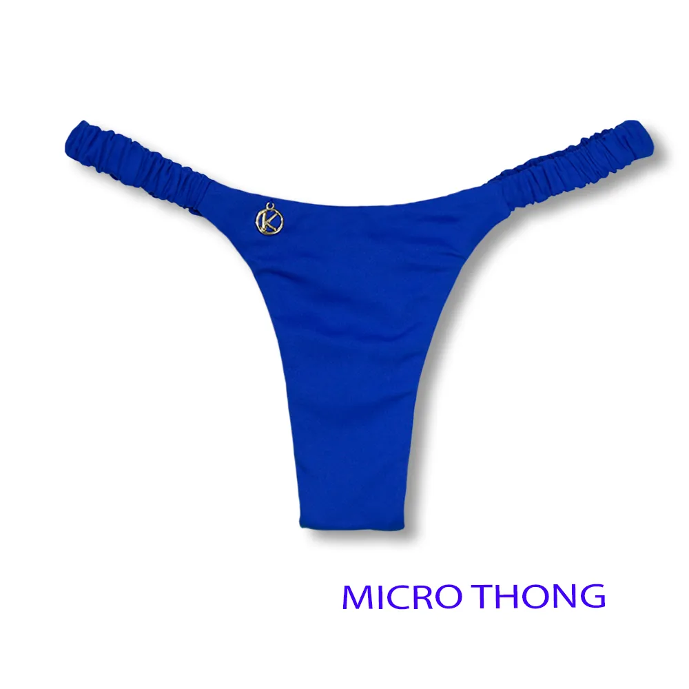 Flora Cobalt Blue Bottom | Micro Bottom | Ruched Bottom