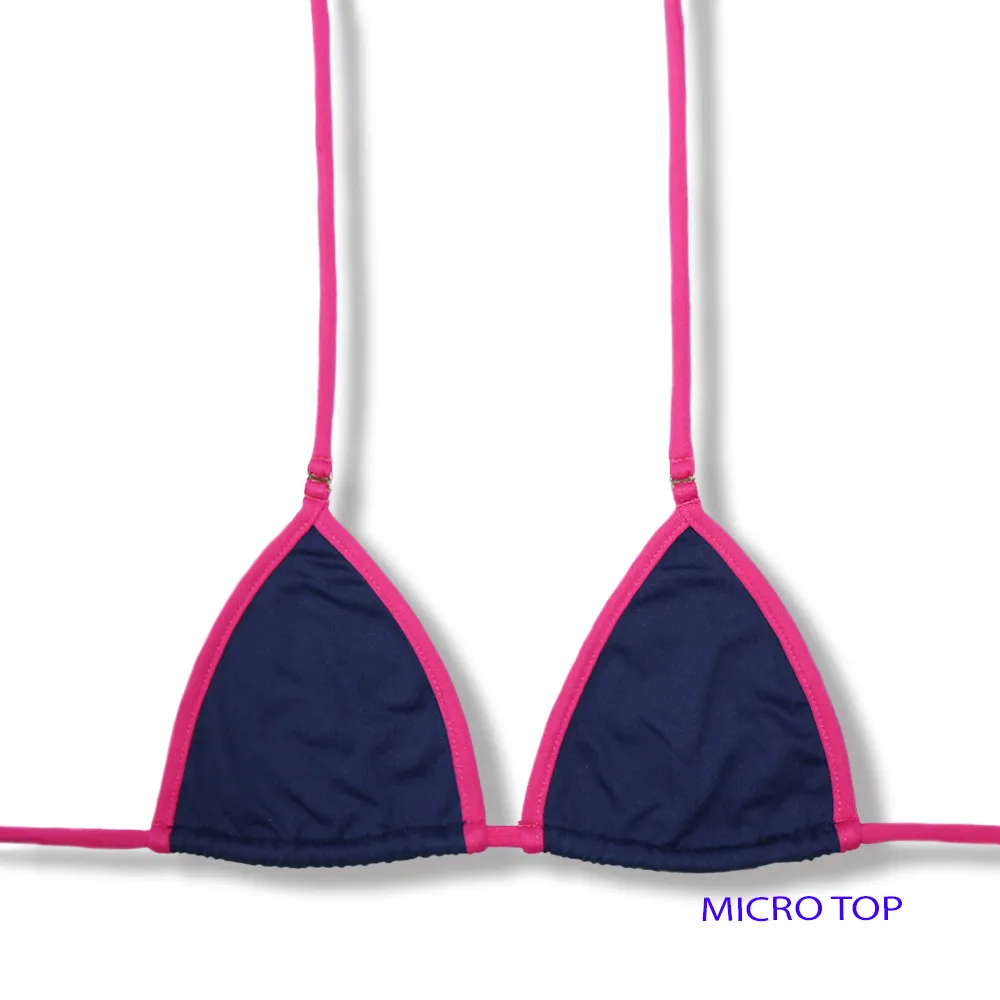 Mila Tiffy Top | Micro Triangle Top with Pink Trim