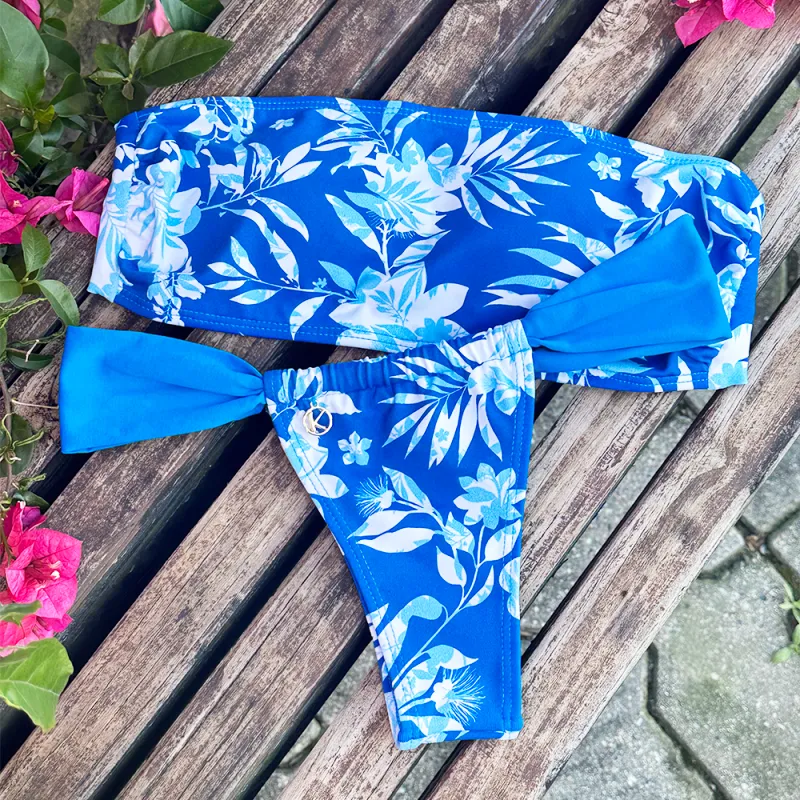 Iris Bikini Set | Bandeau Top + Gali Bikini Bottom | Sliding Bikini Bottom