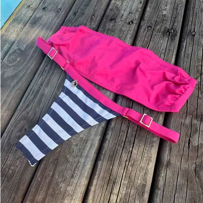 Nautic Bikini Set | Bandeau Top + Fany Bikini Bottom | Strap Bikini Bottom