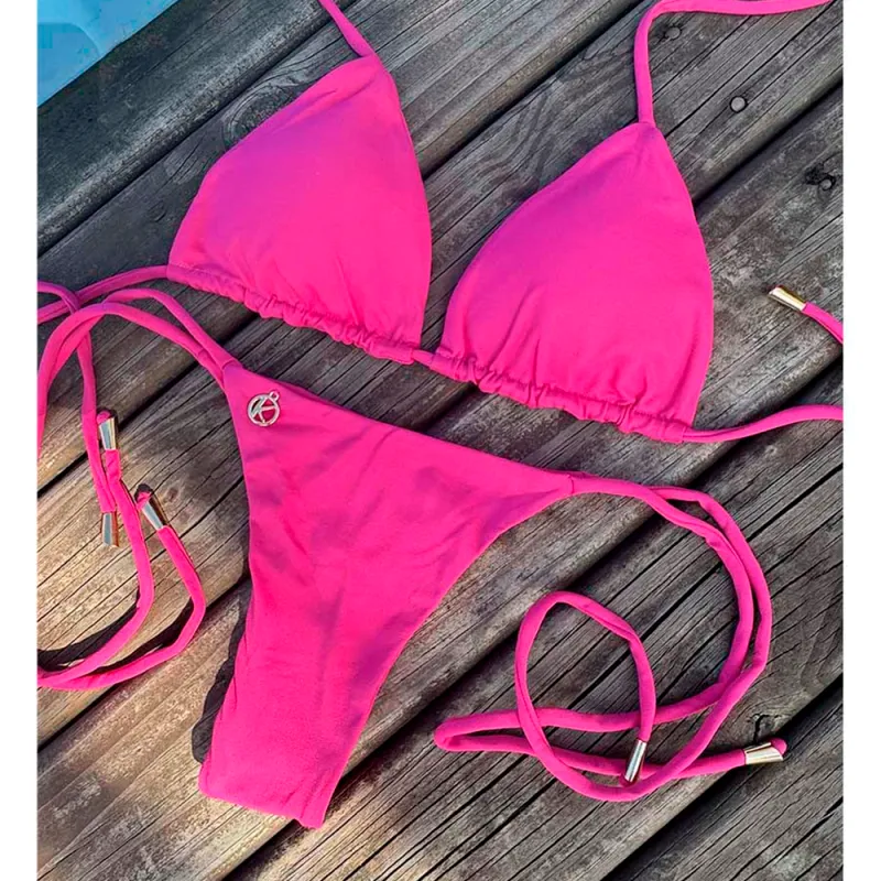 Pink Bikini Set | Lua Top + Cora Bikini Bottom | Reversible