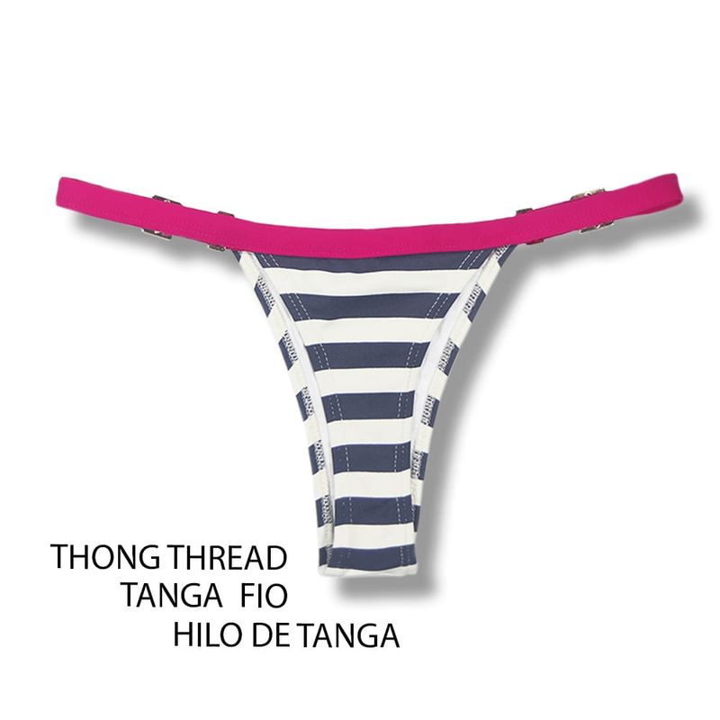 Conjunto Bikini Nautic Pink | Bikini Brasileño | Top Volante Mara Tanga Cinta Fany | KiniBi