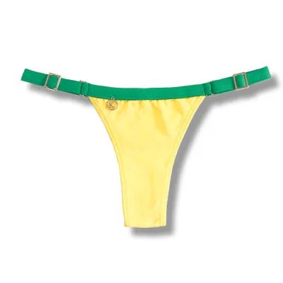 Fany Bicolor Canary and Flag Bikini Bottom | Strap Bikini Bottom