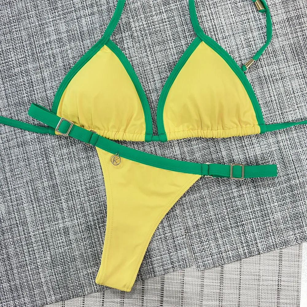Flag and Canary Mix Bikini Set | Mara Top + Fany Bikini Bottom