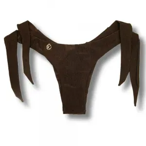 Wide Side Bikini Bottom | Brown Print | Double String | Mora Tanga | KiniBi  
