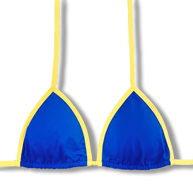Triangle Top | Brazilian Bikini | Cobalt Blue and Yellow Print | Mara Top KiniBi