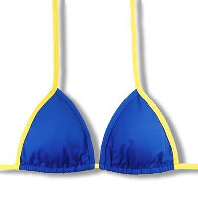 Triangle Top | Brazilian Bikini | Blue Yellow Detail | Mara Top KiniBi
