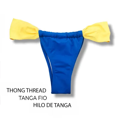 Slide Bikini Bottom | Cobalt Blue and Yellow Print | Gali Tanga | KiniBi