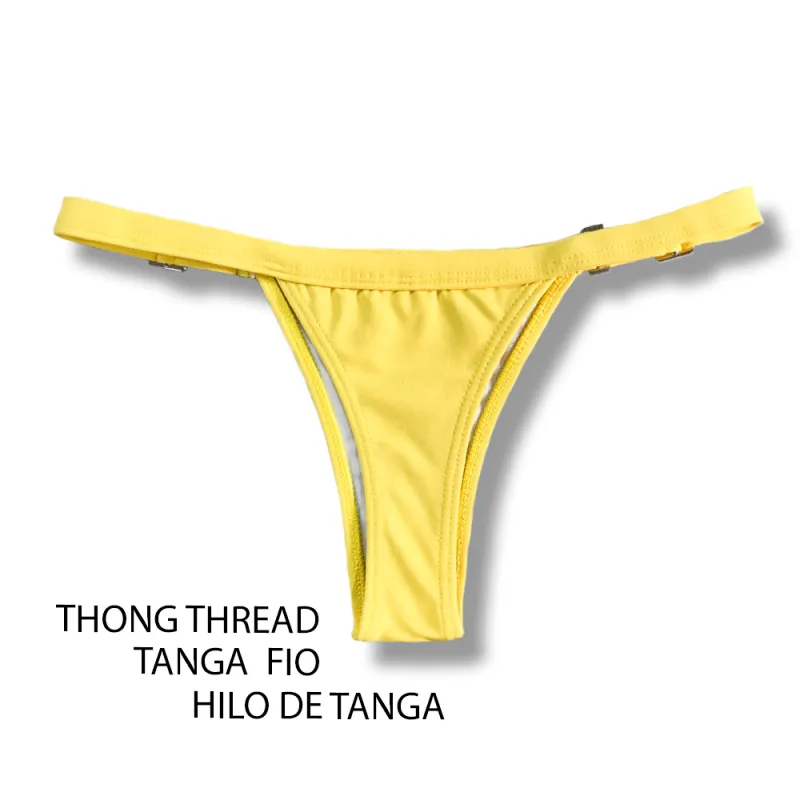 Conjunto de Bikini Amarillo | Top Faja &amp; Tanga Cortinita Gali | KiniBi