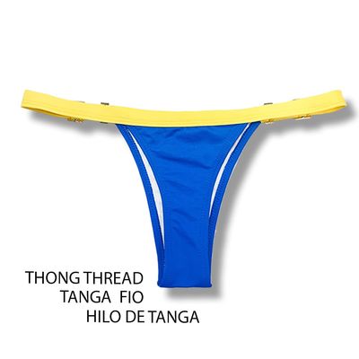 String Bikini Bottom | Cobalt Blue and Yellow | Fany Thong KiniBi