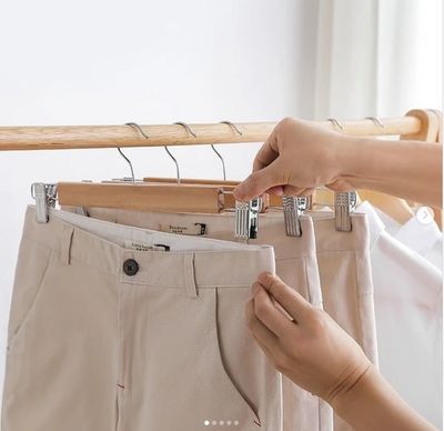 Wooden Hanger With Clips