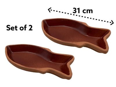Set of fish shape clay bowls 31 cm