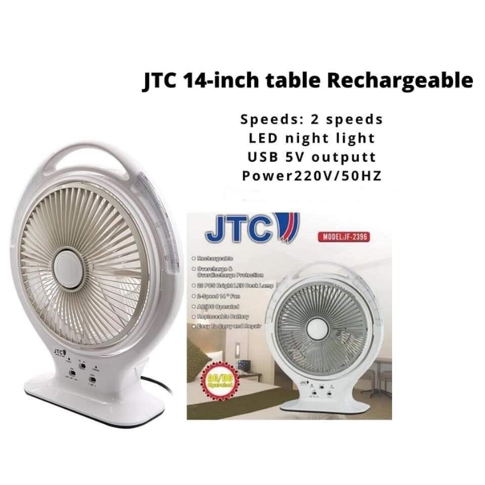 JTC, 14&quot; Rechargeable Table Fan
