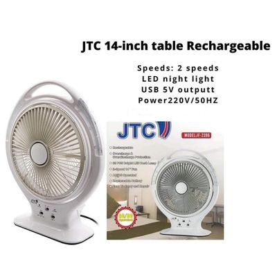 JTC, 14&quot; Rechargeable Table Fan
