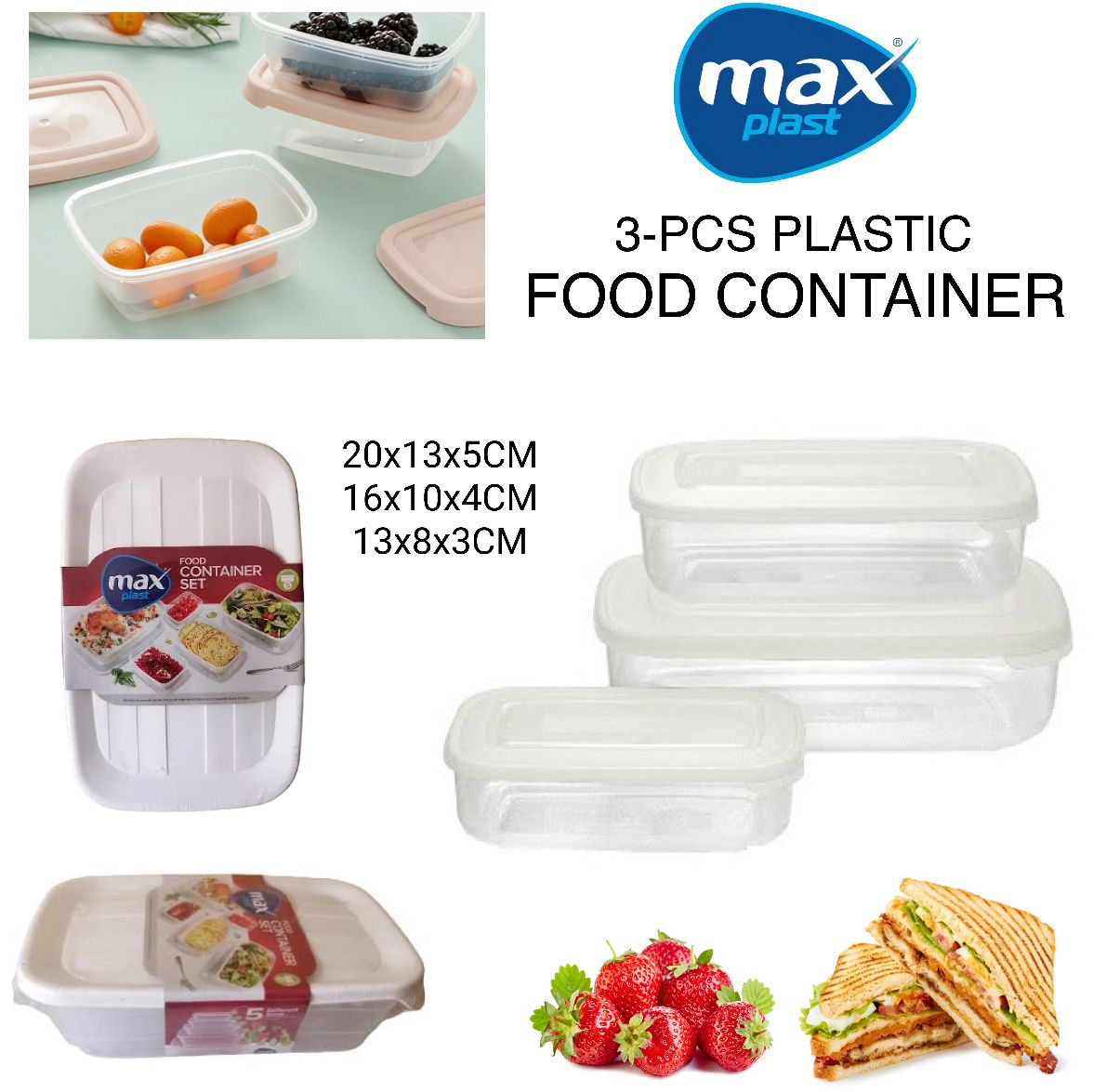3-Pcs Food Containers