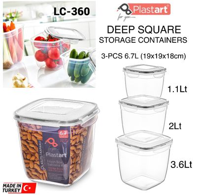 3-Pcs Deep Square Containers (LC-360)