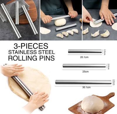 3-Pcs SS Rolling Pins