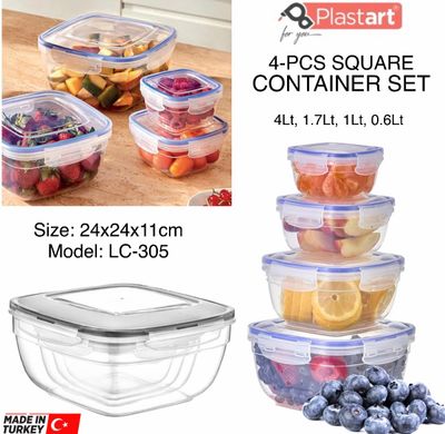 4-Pcs Square Containers (LC-305)