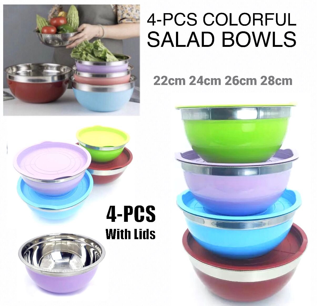 4-Pcs Colorful Bowls