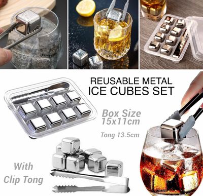 8-Pcs Metal Ice Cubes