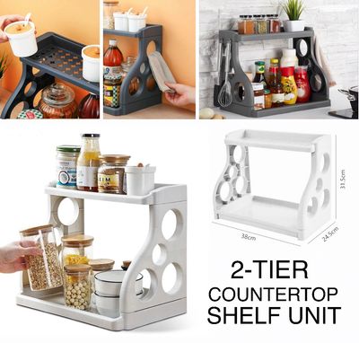 2-Tier Shelf Unit (Gray)